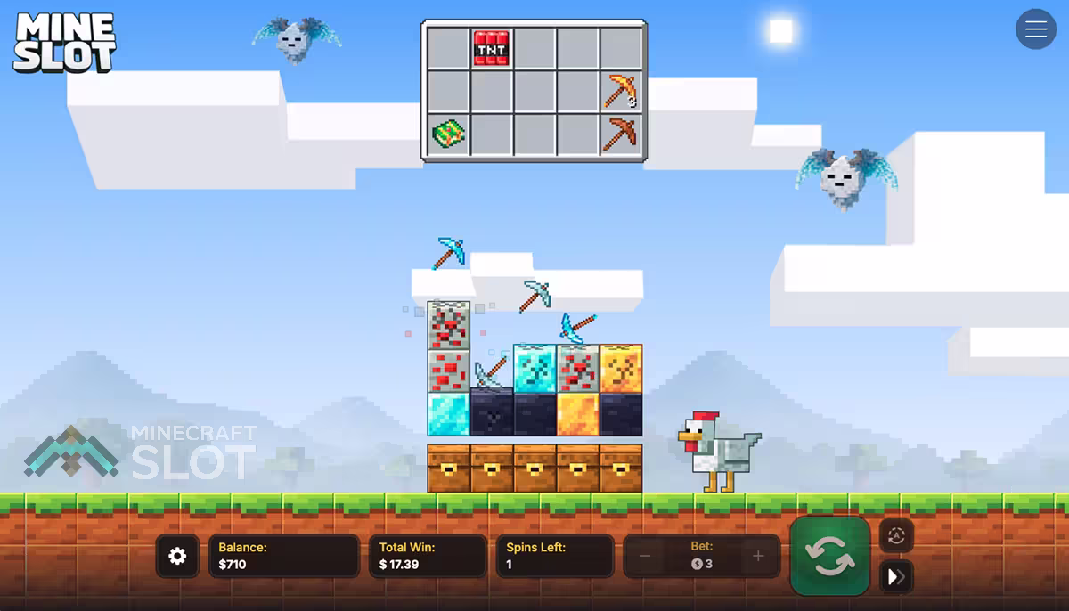 Mine Slot base game busting redstone and gold blocks
